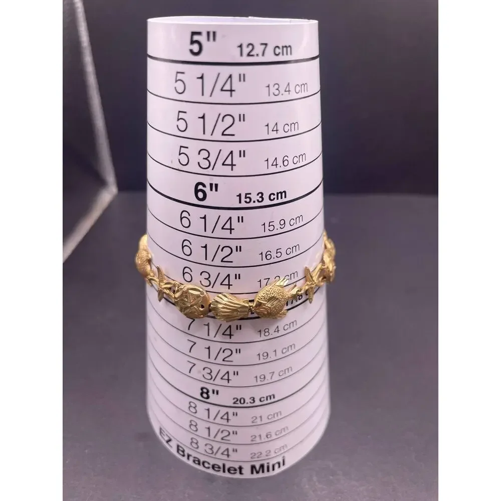 14K Yellow Gold Nautical Sea Life Link Bracelet Starfish Shell Fish 12.06 Grams